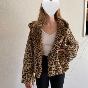 Cheetah Print Teddy Jacket w/ Hood